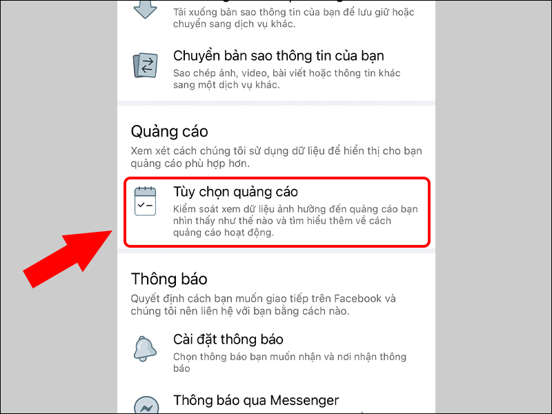 Tùy chọn quảng cáo